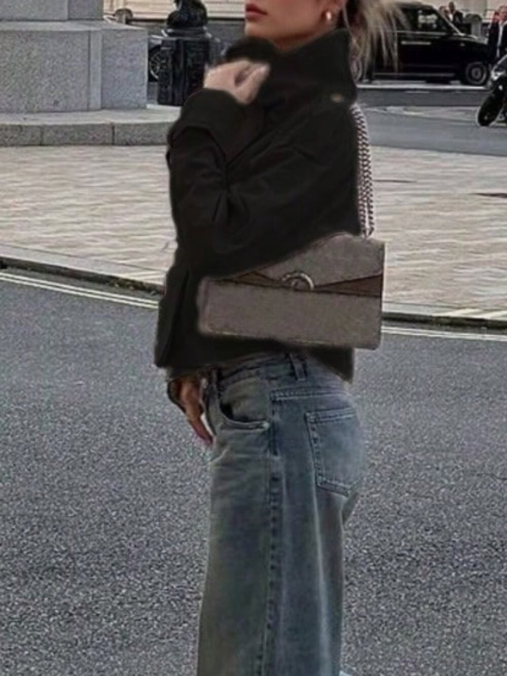 Black Casual Women's Double-Breasted Long Sleeve Jacket - Picture 5 of 7